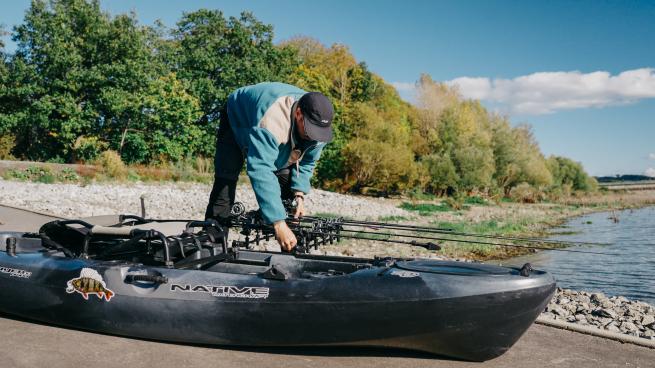 Fishing rod holder kajak & belly boat adapter